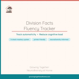 Division Facts Fluency Tracker printable for homeschool