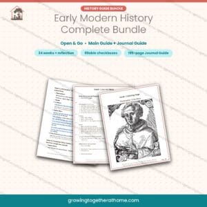 Early Modern History Complete Bundle cover, combining the Main Guide and Journal Guide for grades K-6